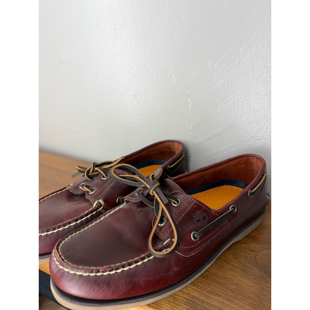 Timberland Classic 2-Eye Boat Shoes Burgundy Leather Mens 10 25077